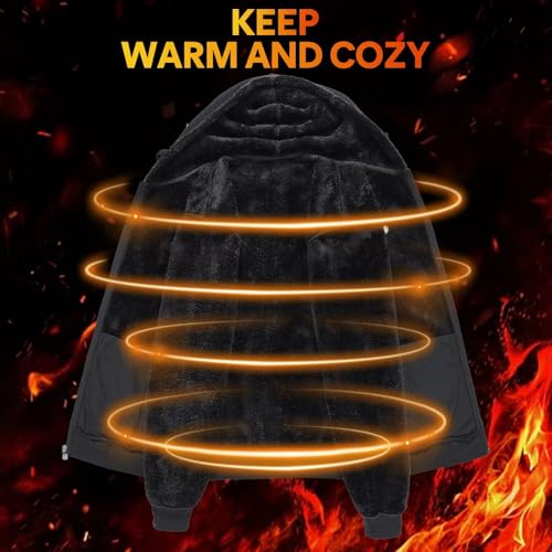 yuyangdpb Men's Zip Up Hoodie Heavyweight Fleece Sherpa Lined Sweatshirt Jackets Winter Warm Coats2