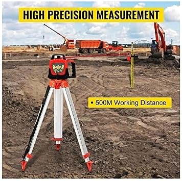 360° Self-Leveling Rotary Laser Level Kit, 500m Range Waterproof High-Precision Construction Laser with Receiver & Remote Control for Outdoor Leveling, Grading, and Alignment