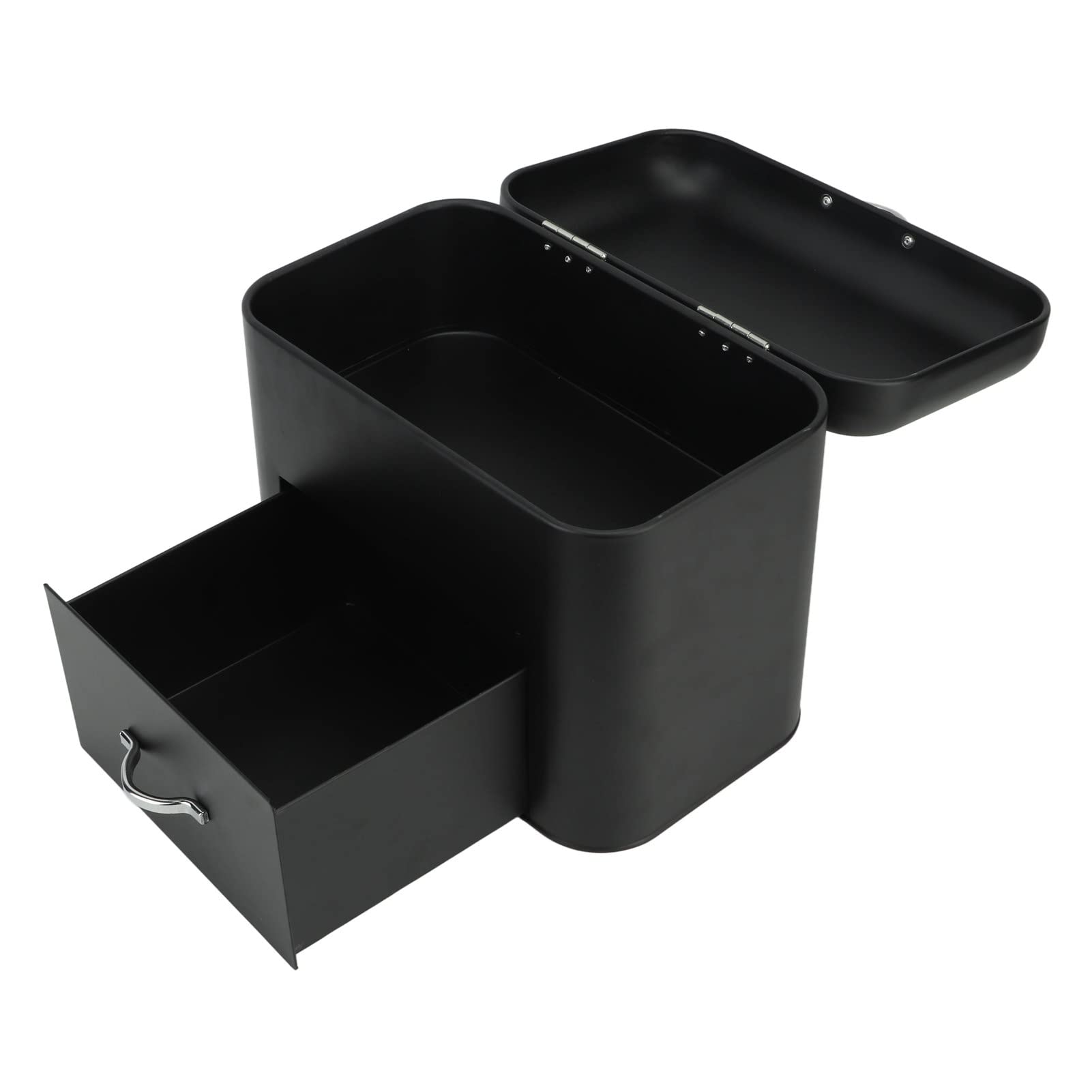 Fannay Black Household Iron Bread Bin Surface Iron Bread Storage Container Save Space For Countertop (Black)