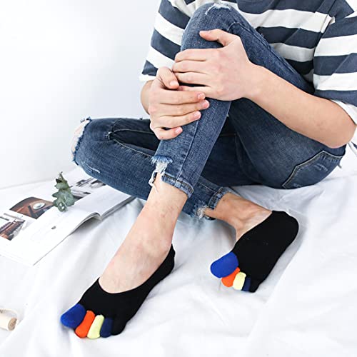 Mens No Show Toe Socks Low Cut Five Finger Cotton Socks Invisible Liner Ankle Socks, 5 Pairs3
