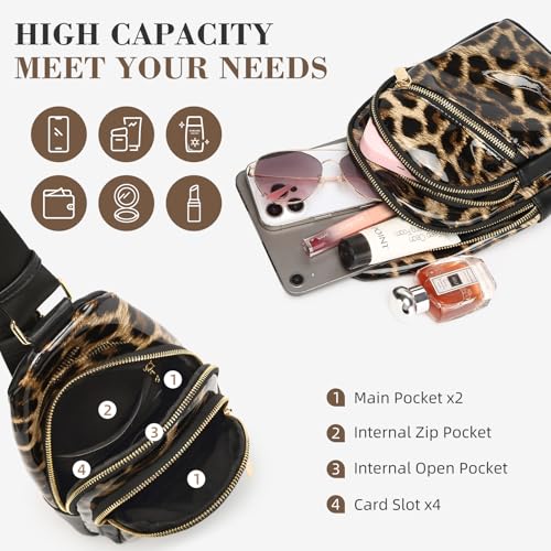 Leopard Print Sling Bag for Women RFID Crossbody Bag Leopard Chest Bags with Adjustable Strap4