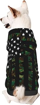 Camouflage American Flag Dog Hoodie Sweatshirts Pet Pullover Streetwear Stylish Dog Coat Clothing Warm Cat Clothes Pet Apparel Outfit Sweater for Small Puppy Dog Large