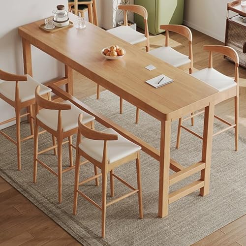 OZBME Mesa de Bar Moderna de Madera de 140 cm (55,1'), Rectangular, Alta, para Cocina y cafetería, diseño Estrecho. No Incluye taburetes (Gris) (Madera de 140 cm/55,1').