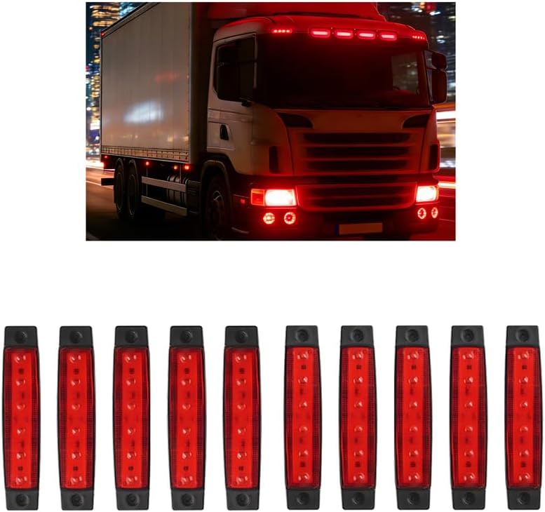 Luz de posição lateral SWPHRT com 6 LEDs para caminhão e reboque – 10 unidades