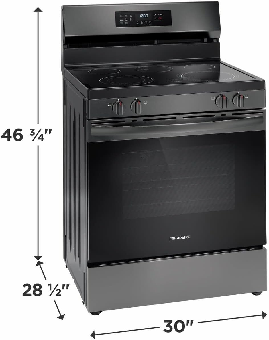 Frigidaire FCRE3083AS 30 in. 5.3 cu. ft. 5 Burner Element Freestanding Self-Cleaning Electric Range in Stainless Steel with Air Fry