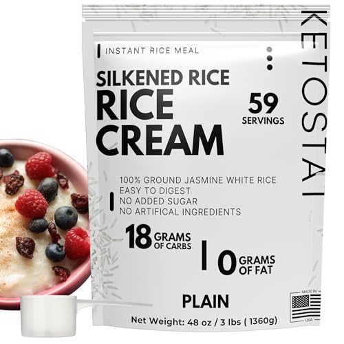 Rice Cream 3 LB, Plain Jasmine White Rice Hot Rice Cereal Scoop Included - 48 oz Easily Digestable Carb Source Emergency Food Supply Survival Carbohydrate with Long Shelf Life Prepper Supplies