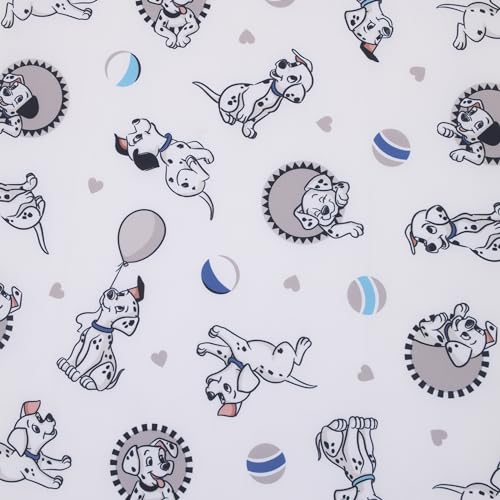 Image of Disney 101 Dalmatians Gray, Black, White, and Blue Puppies Super Soft Nursery Fitted Crib Sheet