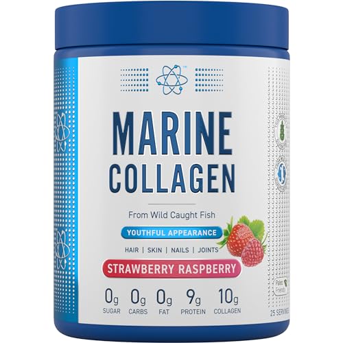 Applied Nutrition Marine Collagen Powder - Hydrolysed Collagen Protein, Healthy Skin, Hair, Nails (Strawberry & Raspberry) (300g - 25 Servings)