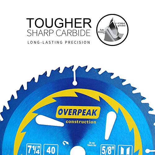 Overpeak 7-1/4 Inch Circular Saw Blade Carbide Ultra Finish Saw Blades With 5/8 Inch Arbor And Permashield Coating #TOP2