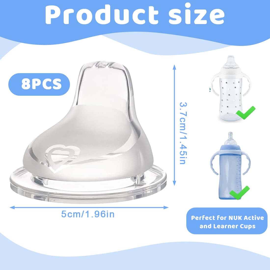 8 Piezas Tetina con pico de pato para beber, Accesorio universal para biberones de 5 cm