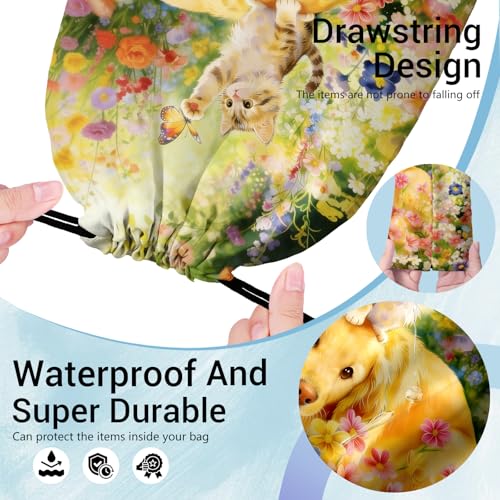 Image of Grip Bag for Gymnast Dog Cat Flowers Adjustable Gym String Storage Pouch Small Bag