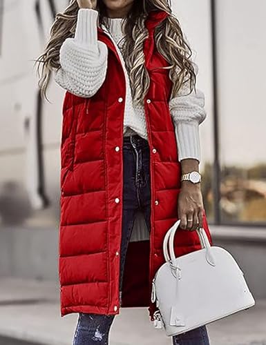 Womens Long Hooded Quilted Puffer Vest Zip Up Sleeveless Hoodie Quilted Vest Jacket Winter Warm Coat2