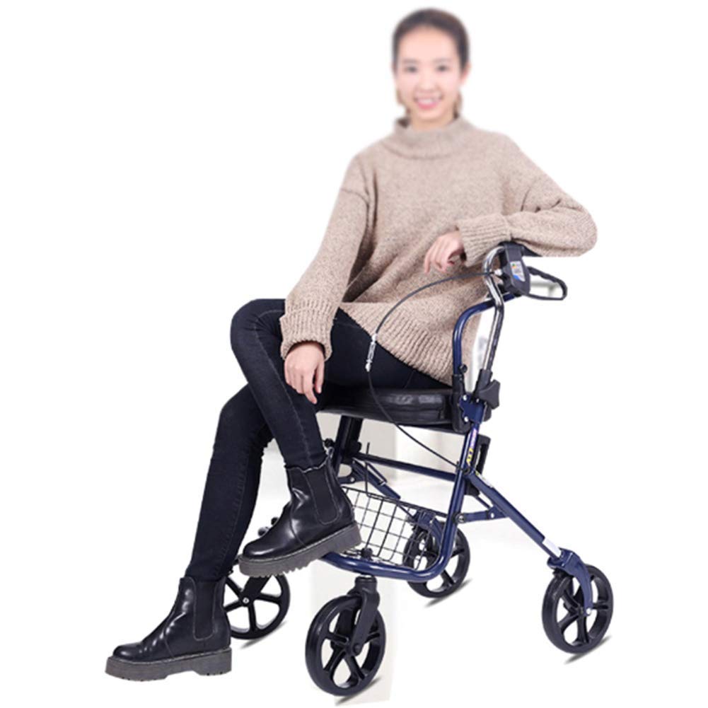 leichte, zusammenklappbare vierräder mit gepolstertem Sitz, ergonomischen Griffen und abnehmbarem einkaufskorb