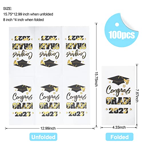 Graduation Napkins 2023, 100 Pcs Congrats Grad Napkins Disposable Guest Towels Class Of 2023, Paper Hand Towels For School University College Graduation Party Supplies #TOP2