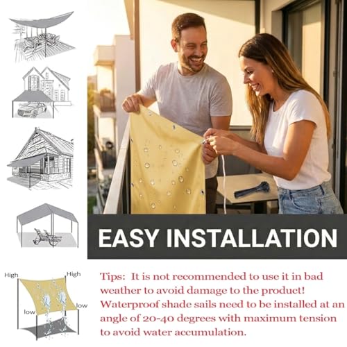Voile d'ombrage rectangulaire blanc imperméable de 1.7x2.8m pour aménagement extérieur balcon