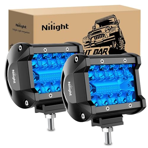 Nilight 4 inch LED Light Pod Blue Triple Row 2PCS 60W Flood Spot Combo Driving...