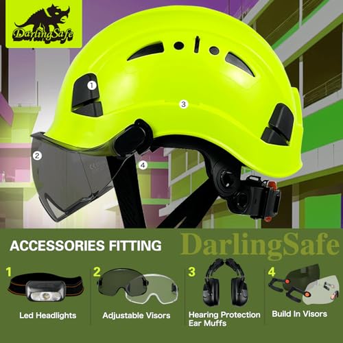 image for DarlingSafe Construction Safety Helmet with Visor Hard Hat Adjustable 