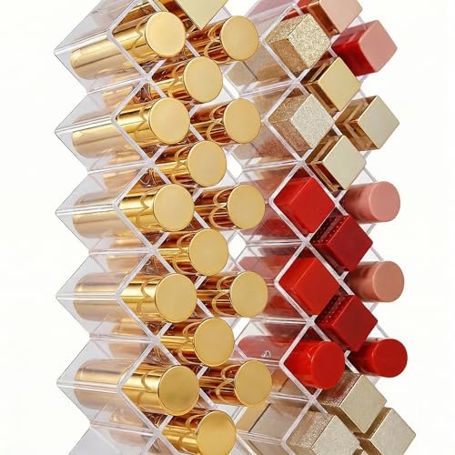 BRRDAQU Lippenstift Organizer 16 Fächer Acryl Lipstick Halter Transparent Lipgloss Behälter Vertikale Aufbewahrung Kosmetik Organizer Makeup für Bad Schminktisch (23x8x6cm)
