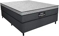 Cama Box Casal Colchão Gazin Maximus Molas Ensacadas 138x188x62cm Linho Grafite/Preto - Suporta até 120Kg por Pessoa