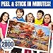 12 Adhesive Puzzle Saver Sheets - Preserve 2 x 1000 Pieces Jigsaw Puzzles - No Stress No Mess - Puzzle Glue Sheets Peel and Stick (12 PuzzleSheets with 4 Adhesive Hangers)