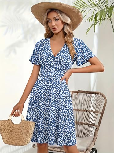 Image of Zeagoo Womens Summer Dresses Wrap V Neck Dress Floral A-Line Ruffle Sleeve Casual Sundress with Pockets 2026