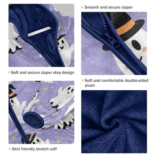 Ghostly Figures on Purple Toddler Fleece Jacket Girl Boys Hooded Fleece Jacket Coat Warm Outwear Zip-up 3-10T3