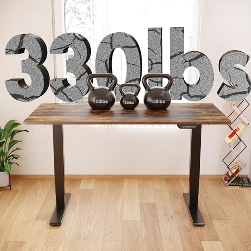 Image of FLEXISPOT E6 MAX Dual Motor 55x28 Inch 3-Stage Heavy Duty Standing Desk, 330lbs Weight Capacity, Height Adjustable Desk w /Cable Management & Wheels (Seamless Special Walnut Desktop + Black Frame)