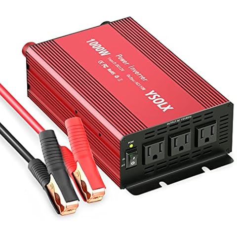 YSOLX 1000W Power Inverter 12v to 110v, DC to AC Converter with 3 AC Outlet, 1000 Watt Inverter for 12v Truck/Rv/Camping/Home/Emergency Power Cover