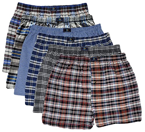 Different Touch Men's Cotton Boxer Shorts, Pack of 6, Plaid Pattern, Assorted Colors2