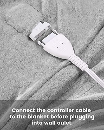 Electric Blanket Heated 72"X84" Full Size Oversized Flannel Heated Blanket, Etl Certification Fast Heating With 4 Heating Levels &10 Hours Auto Off, Machine Washable-Grey #TOP7