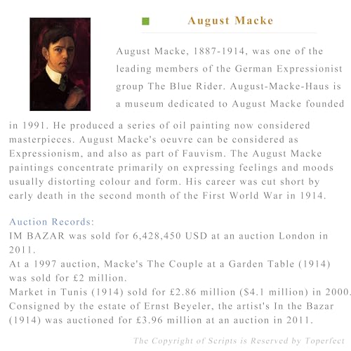 Peinture à l'huile abstraite de August Macke faite à la main sur toile de lin pour salon - 2