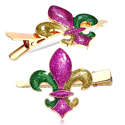 Horquillas para el pelo de Mardi Gras, accesorio festivo con diamantes de imitación, corona de flor de lis, horquillas para mujeres y niñas, decoraciones de carnaval, disfraces, recuerdos de fiesta