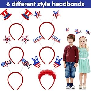 4th of July Accessories Patriotic Party Favors Supplies - 6 Headbands, 9 Necklaces, 20 Slap Bracelet and 20 Temporary Tattoos for Fourth of July Party Decorations, Independence Day, Memorial Day 4th of July Accessories Patriotic Party Favors Supplies 6 Headbands 9 Necklaces 20 Slap Bracelet and 20 Temporary Tattoos for Fourth of July Party Decorations Independence Day Memorial Day