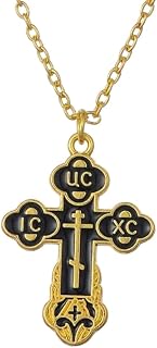 NHIYETJEWE Orthodox Cross Pendant Eastern Church Cross Necklace Serbian Jewelry Russian Necklaces Religious Gift