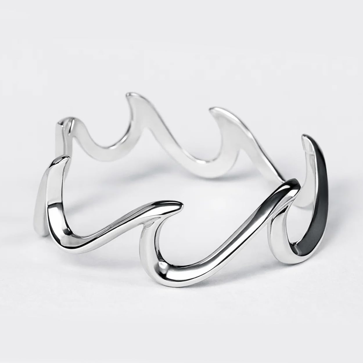 SOVATS 925 Sterling Silver Abstract Wave Thumb Ring, Modern Sculptural Statement Band for Women