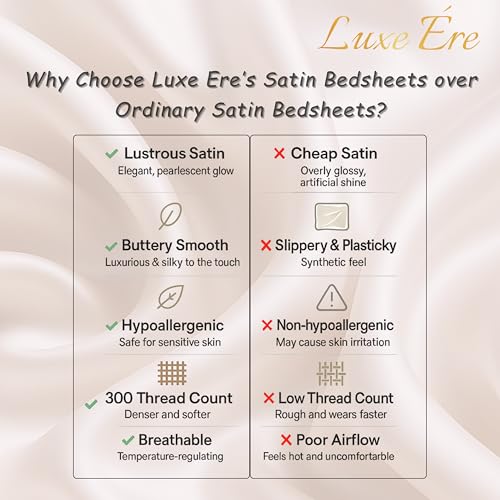 Image of Luxe Ere Satin Bedsheet Single Size (60x90) | 300 TC Ultra Smooth Silky Soft Luxury Satin Bed Sheet with 2 Pillow Covers | Premium Satin Bedsheets for Single Bed - Champagne Rose