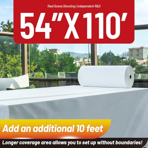 Image of Plastic Table Cloth, 110 Ft X 54 in Disposable Tablecloth White Tablecloth Premium PEVA Plastic Table Cloth Disposable with Any Cut Sliding Cutters for Picnics, Parties, Birthdays, Weddings