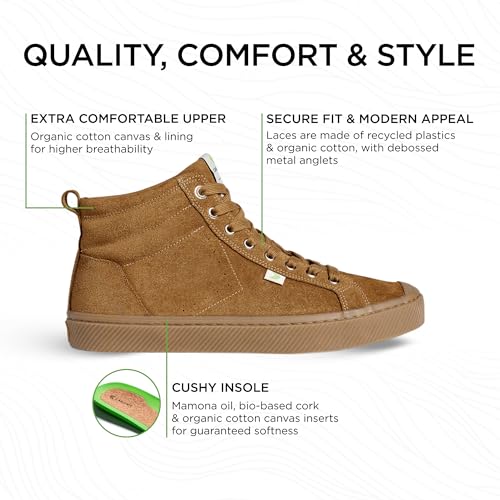OCA High Suede Sneakers, Comfortable Shoes for Men, Lightweight & Sustainable, Versatile Casual Footwear with 100% Vegan Insoles, Rubber2
