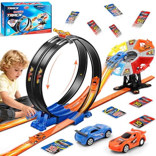 Charmofun Pista de Carreras, Circuito Coches Niños, Pista en Bucle de Coches, Juguete de Coche Regalo para Niños de 3, 4, 5, 6+ Años