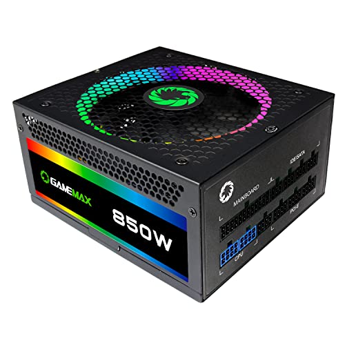 GameMax RGB850 Modular 80 Plus Gold Power Supply with 14cm RGB Fan - Black - Image 10