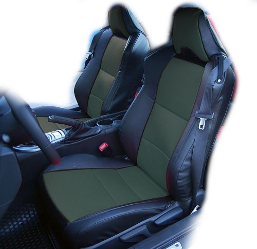 Iggee Artificial Leather Custom 3D fit 2 Front seat Covers Pair Designed for Scion FR-S (Black/Charcoal)
