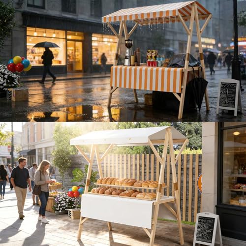 Carrito plegable con toldo portátil para montar puestos comerciales rápido 8