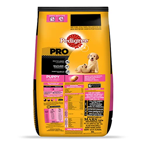 Image of Pedigree PRO Expert Nutrition Dry Food for Large Breed Puppy (3-18 Months), 10kg Pack&Pedigree Jumbone Treat for Dog, Chicken & Lamb Flavour, 2 Packs (2 x 180g)