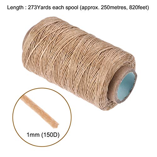 Hilo encerado para cuero uxcell, 273 yd, 1mm, 2 pcs miniatura 2