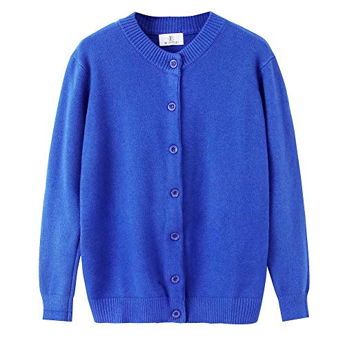 Women Thick Button Down Cardigan Sweaters Crew Neck Medium Weight Long Sleeve