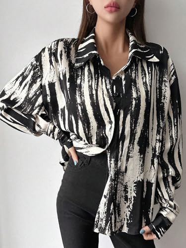 Image of GRECIILOOKS Women's Rayon Oversized Shirt | Korean Style Long Sleeve Oversized Button Down Shirts |Comfortable Rich Top for Office & Casual Outfits (Available in Plus Size)