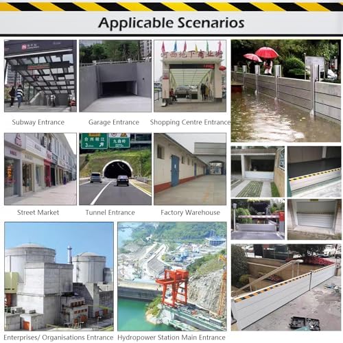 Reu Ga 2ft Flood Barrier - Aluminum Alloy Water Protection Panel, Home Flood Shield & Baffle, 16-1ft Adjustable Height, Flood Defense System for Safe Living