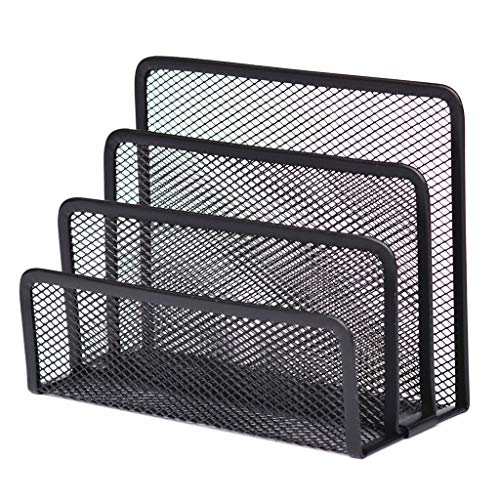 Lovskoo Upright File Organizer 4 Section Mesh Desk Paper Organizer File Folder Desk Organizers And Accessories Magazine Paper Book Files Holder Binder Organizers Files Storage Black