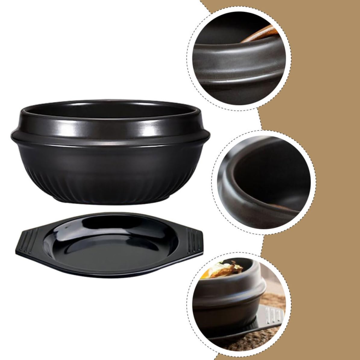 Pentola in Ceramica Antiaderente per Stufati Coreani, Nera