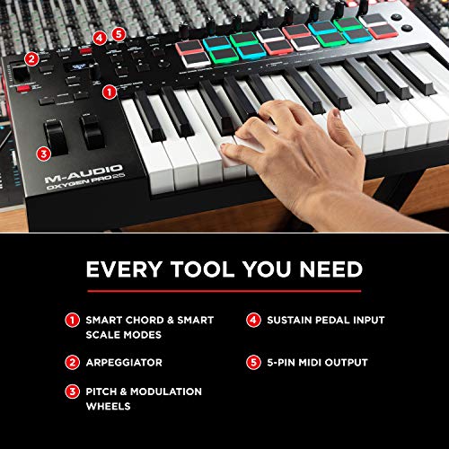 M-Audio Oxygen Pro 25 – 25 Key Usb Midi Keyboard Controller With Beat Pads, Midi Assignable Knobs & Buttons And Software Suite Included,Black #TOP5